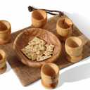 Olive Wood Communion Set, 6 Mini Cups & Plate – Family Worship Kit Handmade in Bethlehem – Traditional Holy Land Gift – Authentic Christian Decor