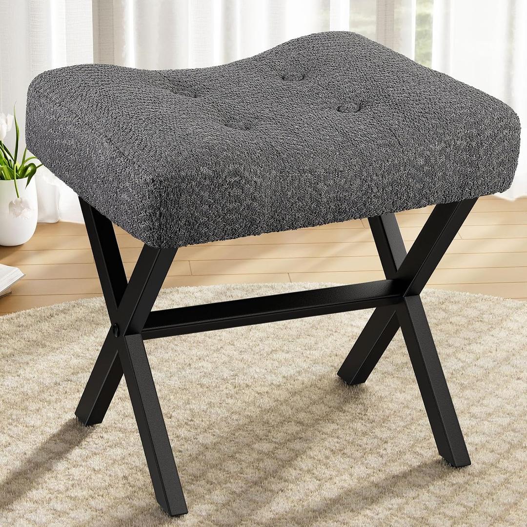 Memobarco 18-Inch Large Vanity Stool Chair, Gray Makeup Stool