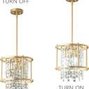 LMQNINE Modern Foyer Chandelier, Gold Crystal Chandelier Entryway Pendant Light Fixture, Round Adjustable Height Chandeliers for Kitchen Island, L11.81'' x H7.87''