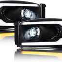 Alpha Owls 8711330 Full LED Projector Headlights With Switchback Sequential LED Light Bar & Startup Light - Black Amber Fits 2006-2008 Dodge Ram 1500/2006-2009 2500 3500