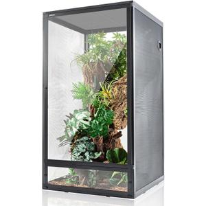 REPTI ZOO 120 Gallon Reptile Terrarium - Aluminum Screen Cage Open Air Foldable Tank for Bearded Dragon, Snake and More