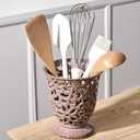 Utensil Holder for Kitchen Counter, Modern Farmhouse Cooking Utensil Holder and Crock Home Kitchen Decor, Ceramic Utensil Organizer for Spatula, Ladle, Eggbeater, Rolling Pin- Kiln-Transformed Purple