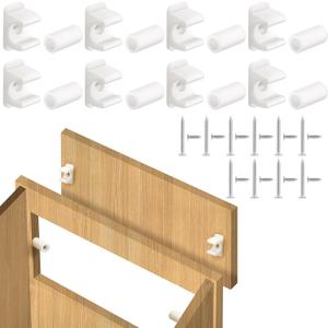 Juexica 8 Pairs False Cabinet Front Clip False Drawer Front Clips Sink Tip out Snap with Screws and Screwdrivers for Hardware Replacements(White) (Clear)