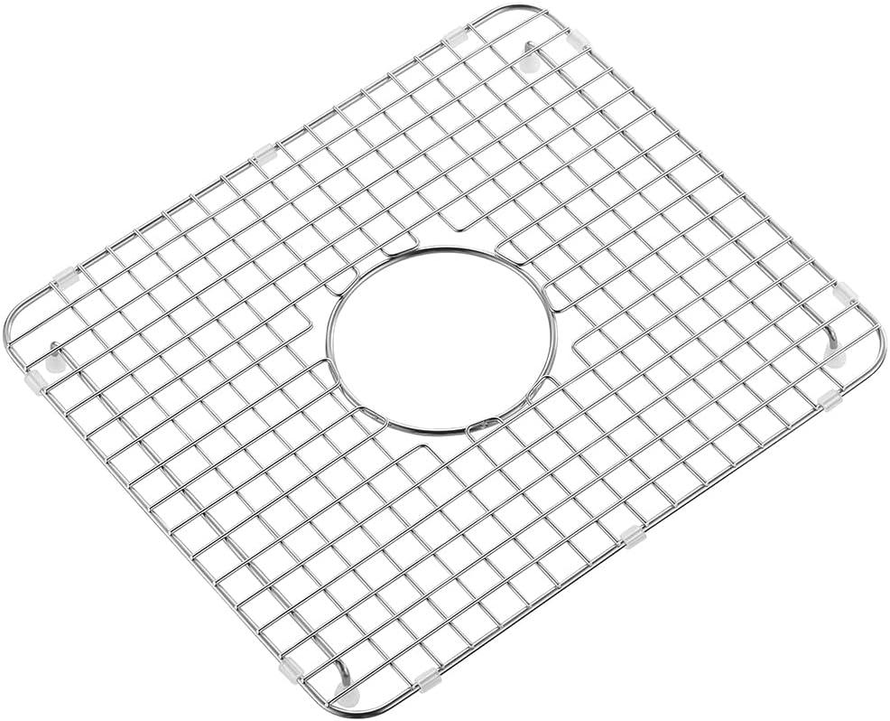 14 in. x 16 in. Centre Drain Kitchen Bottom Grid with Supersoft Silicone Feet in 304 Grade Stainless Steel