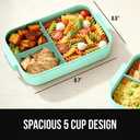 GORILLA GRIP BPA-Free Leakproof Bento Lunch Box for Women, Men, Kids, On-the-go Easy to Carry Handle, Microwave Safe Hot or Cold Food Container, Lid Includes Built-In Utensil Set, 1 Tier Style, Mint