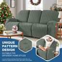 TAOCOCO Recliner Sofa Covers Stretch Reclining Couch Cover, Jacquard Recliner Couch Cover for 3 Seat Furniture Protector Sofa Slipcovers with Elastic Bottom for Kids, Pets (Grey Green)