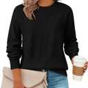 ZESICA Women's 2026 Fall Winter Sweaters Casual Long Sleeve Crew Neck Loose Knitted Pullover Sweater Tops (Medium, Black)