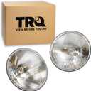 TRQ 2 Piece Headlight Assembly Set Round Driver & Passenger Side Compatible with Chevrolet, Chevy, Dodge, Ford, GMC, Jeep, Mercedes Benz, Pontiac, Porsche, Volkswagen