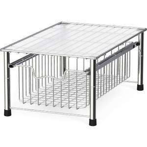 Simple Houseware Stackable Basket Drawer, Chrome (1-Tier)