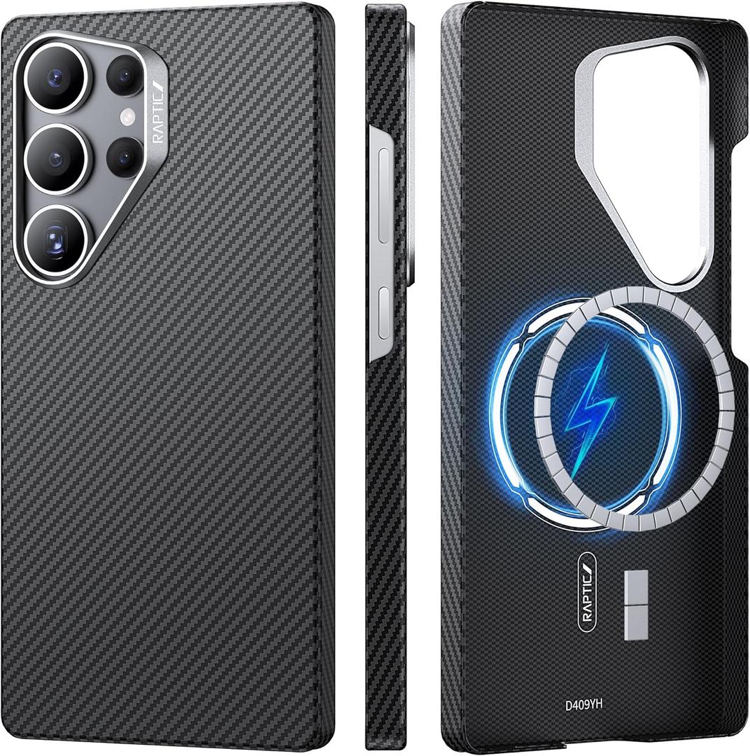 RAPTIC Magnetic Case for Samsung Galaxy S25 Ultra Compatible with MagSafe, Non-Slip & Slim Light Touch Feeling, 600D Aramid Fiber Made Galaxy S25 Ultra Case, 6.9 inch