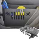 MEAUTELE Metal Front Door Storage Box Black Door Side Insert Organizer Box Pockets for 2007-2018 Jeep Wrangler JK 2/4 Door 2pcs Grille front face design (Grille Front Door)