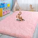 8x10 Area Rugs for Living Room, Large Pink Fluffy Rugs for Bedroom Girls Kids Room Dorm Home Decor, Soft Fuzzy Shaggy Shag Carpet Rug