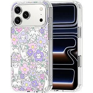 MOSNOVO for iPhone 17 Case, Shockproof Military-Grade Protection 6.6ft Drop Tested, Camera Control, Clear Phone Case for iPhone 17, Cat in Bloom Design
