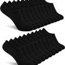 Comfoex 10 Pairs No Show Boys Socks Cotton Mesh Non Slip Low Cut Invisible Athletic Socks For Kids, Black 10 Pairs, 7-10 Years