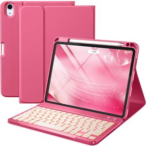 Harvopu Compatible for iPad Air 11-inch/Air 5th 4th Generation Case with Keyboard - Backlit Detachable, Folio Cover with Pencil Holder for iPad Air 11 Inch M4/M3/M2, Air 5/ Air 4 (Watermelon)