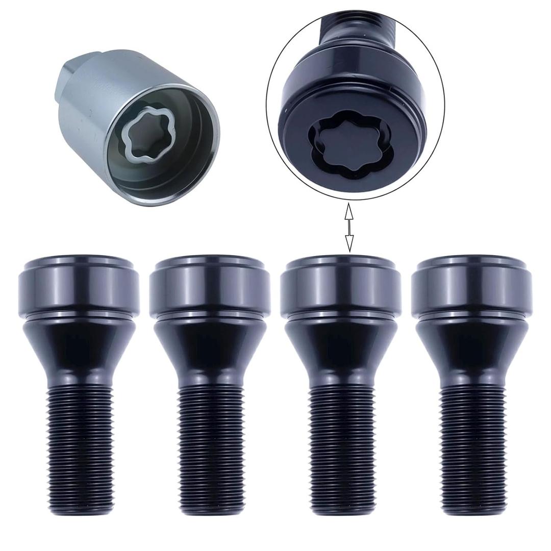 Lockable Wheel Bolt Rim Locks M14x1.25 Compatible with BMW 228i 328d 328i 335i 428i 435i 528i 535d 535i 650i X1 X2 X3 X4 X5 X6 X7 Z4 M2 M3 M4,Replace for 36136792851