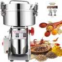 2000g Electric Grain Grinder Spice Grain Mill Stainless Steel 30s 28000RPM High Speedy Grinding with Overload Protection& 5min Timer Mill for Dry Spice Herbs/Nut/Coffee/Rice