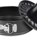 Mingcao 9 Inch Springform Pan, Nonstick Cake Pan, Heavy Duty Cheesecake Pan, Ice-Cream Cake Pan, 2 in 1 with Removable Bottom and Quick-Release Latch for Oven Baking - Gray