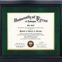 GMFrames 11x14 Diploma Degree Frame with Green Mat or Display 15x18 Certificates without Mat,Solid Wood,Black Finish with Intricate Black Rope Detail,UV Protection Acrylic, 15x18 for 11x14 with Mat