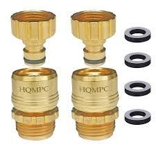 HQMPC Garden Hose Quick Connect Solid Brass Quick Connector Garden Hose Fitting Water Hose Connectors 3/4 inch GHT (4 Sets)