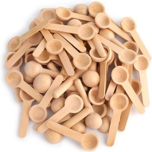 Tebery 60PCS Mini Wooden Spoons Small Bath Salt Spoon Candy Spoon Baby Spoon for Spice Jars Seasoning Honey Coffee