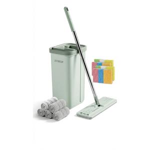 JOYMOOP Hands-Free Mop and Bucket with Wringer Set with Colorful Compressed Sponges, Househould Cleaning Tool of Floor Mop and Cellulose Sponges