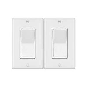BESTTEN 2 Pack 4Way Decorator Wall Light Switch with Wallplate, 15A 120/277V, On/Off Paddle Rocker Interrupter, SelfGrounding, UL Listed, White