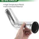 2 x Motoforti 45 Degree Mandrel Exhaust Tube with Bead Roll DIY Custom Car Modified Exhaust Pipe Tubing Piping 3.5" OD 7.87" Length T304 Stainless Steel Silver Tone