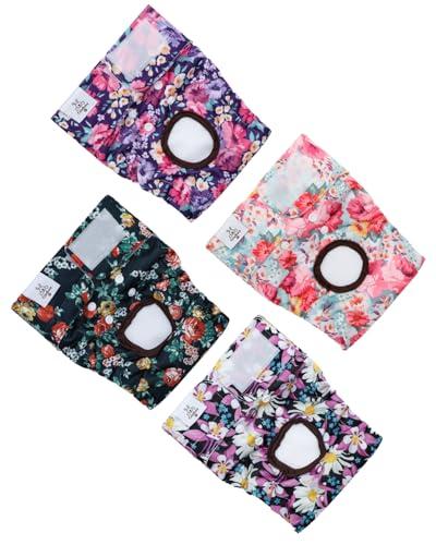 CuteBone Washable Female Dog Diapers 4 Pack Reusable Doggie Heat Diapers for Period FMG03XS