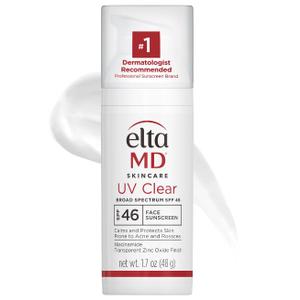 EltaMD UV Clear Face Sunscreen SPF 46, Oil Free for Face with Zinc Oxide, Dermatologist Recommended Sunscreen Lotion, For AcneProne Sensitive Skin, 1.7 oz Pump