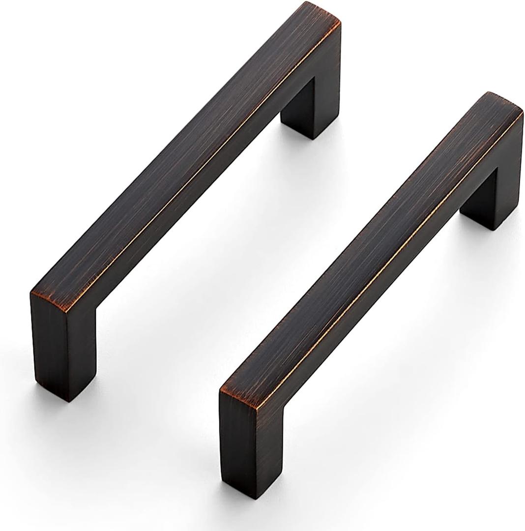 Ravinte 15 Pack Solid 3 Inch Center to Center Slim Square Bar Drawer Handles Kitchen Cabinet Handles Oil-Rubbed Bronze Drawer Pulls Kitchen Cabinet Hardware Pulls (3" Hole Center)