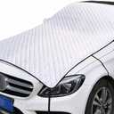 Car Hood Cover, Multi-Layer Thickening Waterproof Coat for Front Windshield Hood, All Seasons Foldable Shield with Fixed Strap, Universal Half Car Snow Cover (Silver)