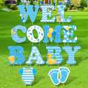 13 Pcs Baby Shower Yard Sign 'welcome Baby' Yard Signs with Stakes, 15 Inch Tall Girl boy Lawn Sign Gender Reveal Outdoor Decoration Welcome Home Newborn Announcement for Party Decorations (Blue)