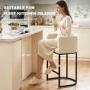 26" H Counter Height Bar Stools Set of 2, Modern Barrel Counter Stools with Backrest and Arms, Linen Fabric Upholstered Accent Barstools for Kitchen Island,Support 450 LBS (Beige)
