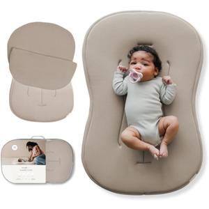 snuggle me Baby Lounger Curve (0-6 Months) - Premium Organic Cotton with Foam Core, Machine-Washable Cover, Buttery-Soft & Breathable CSPC Compliant Infant Lounger Baby Nest with Travel Bag - Birch