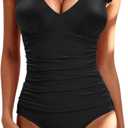 Women's Ruffled One Piece Swimsuit Tummy Control Bathing Suits Swimwear (X-Large)