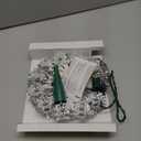 Brizled Christmas Tree Topper, 8" Lighted Angel Tree Topper with 11 Count Lights, Siver Tinsel Wreath Tree Toppers, Warm Lighted Angel Tree Topper with 10 Flowers, Plug in Treetop for Christmas Tree