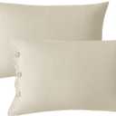 JELLYMONI Pillowcases King Set of 2 Cotton Button Pillow Covers 2036in Light Khaki Bed Pillow Cases 100% Washed Cotton Soft Breathable (Pillows are not Included)