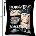 Funny Book Sleeve with Zipper, Born to Read Book Lover Gift for Teen Women Girl, Black