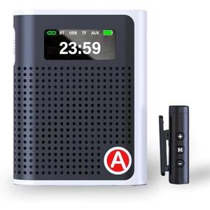 Voice Amplifier for Teachers Wireless Microphone Zero Whistling Low Latency Portable PA System with LED Display Screen Mini Clip on Mic Speaker for Teachers Classroom Yoga Tour Guide Meeting Coach