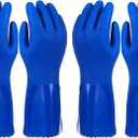 2 Pairs Rubber Household Cleaning Gloves for Kitchen Dishwashing, Cotton Lined (Blue) (X-Large (Pack of 2))