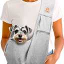Tomkas Small Dog Cat Sling Carrier Puppy Purse Travel Wrap Soft Crossbody Pet Bag (Grey, M - Zip Pocket & Classic Strap)