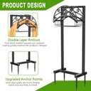 Gayuteay Garden Hose Holder Water Hose Reel Stand with Storage Basket Holds 151ft, Heavy Duty Freestanding Garden Hanger Storage Rack for Outside Yard Lawn Farm