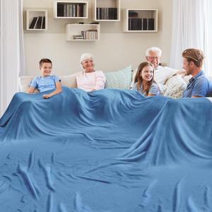 Big Oversized Soft Blanket, Giant Fleece Companion 120x120, California King Warm Blanket for Whole Family, Bed, Sofa, Couch, Travel, Camping 120x120 Sky Blue