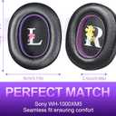 Sheepskin Replacement Earpads for WH-1000XM5 Headphones - Durable Black/Purple Cushions