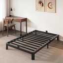 6 Inch Low Profile Twin Bed Frame, Metal Low Twin Bed Frame No Box Spring Needed with Mattress Stoppers, DIY Headboard, Heavy Duty Steel Support 3000 LBS, Rounded Legs, Easy Assembly, Noiseless