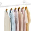 IBUYKE Industrial Pipe Clothes Rack, 37 Inch Wall Mounted Clothing Rack, Space-Saving Hanging Closet Rod, Heavy Duty Multi-Purpose Garment Rack for Closet and Laundry Room, White TYJ006W