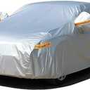 SEAZEN Car Cover with Zipper, 2 Layer Full Car Covers Waterproof/UV Protection/Snowproof/Dustproof, Universal Car Cover (Fit Sedan-Length Up to 200")