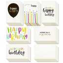 48 Pack Happy Birthday Cards with Envelopes Bulk Box Set, 6 Assorted Colorful Designs for Work, Friends, Kids (4 x 6 In)