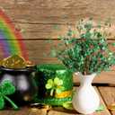 8 Pcs St Patricks Day Decorations 17'' Foam Artificial Shamrock Picks Clover Shaped Green Berry Branches Lucky Clover Floral Stem Gifts for Irish Festival Party Table Centerpieces Home Decor